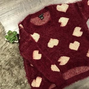 QED LONDON Heart Pattern Furry Sweater - L